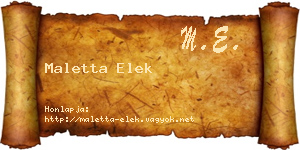 Maletta Elek névjegykártya